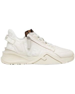 Fendi Logo-Printed Lace-Up Sneakers - White