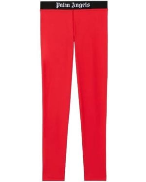 Palm Angels Logo Elasticated Leggings - Red