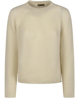 Herno Sequined Ribbed Knit Sweater - Natural