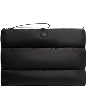 Moncler Logo Patch Padded Clutch Bag - Black