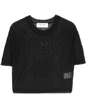 Marine Serre Mesh Knit T-Shirt - Black