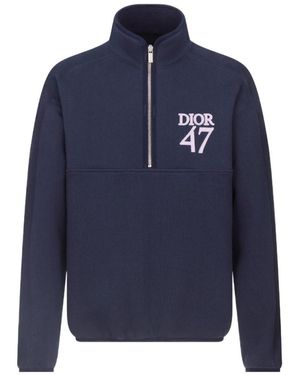 Dior Regular-Fit Jumper With Stand Collar - Blue