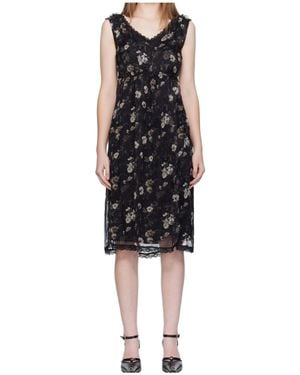 R13 Sleeveless V-Neck Midi Dress - Black