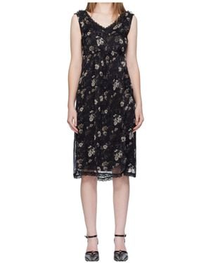R13 Sleeveless V-Neck Midi Dress - Black