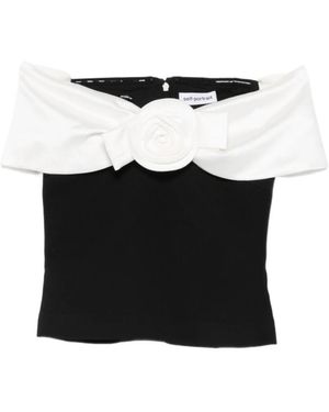 Self-Portrait Crepe Off-Shoulder Top - Black