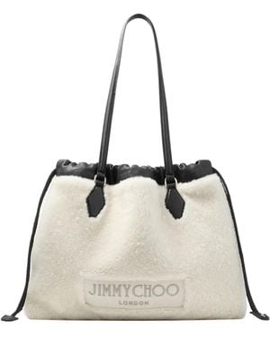 Jimmy Choo Logo Embroidered Bag - Natural