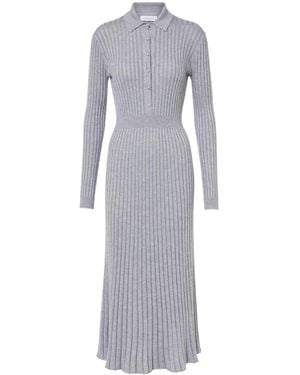 Gabriela Hearst Ardor Ribbed-Knit Cashmere And Silk Polo Dress - Grey