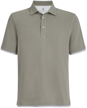 Brunello Cucinelli Faux-Layered Polo Shirt - Grey