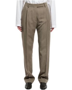 Studio Nicholson Straight Leg Pin Tuck Tailored Trouser - Gray