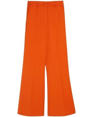 Sportmax Pressed-Crease Cotton Flared Pants - Orange