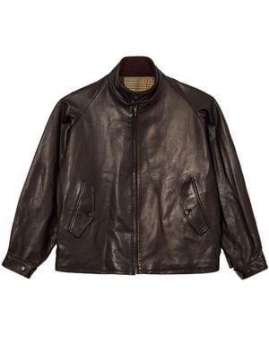 A.PRESSE Leather Driving Jacket - Brown