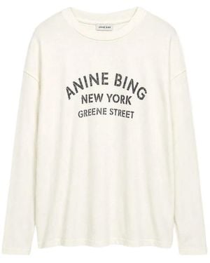 Anine Bing Long-Sleeved Crewneck T-Shirt - White