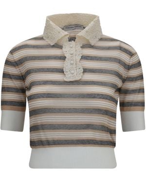 Ermanno Scervino Striped Knit Top - Grey
