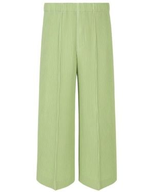 Homme Plissé Issey Miyake Homme Plissé Issey Miyake Pleats Bottoms Wide-Leg Trousers - Green