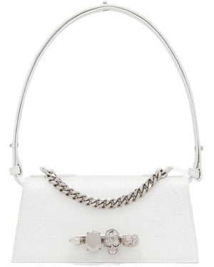 McQueen Jeweled Shoulder Mini - White