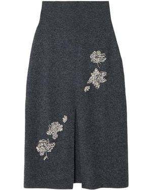 Erdem Embellished Knitted Midi Skirt - Grey