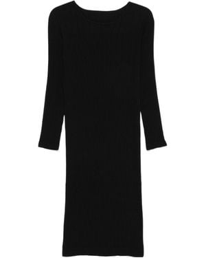 Issey Miyake Hatching Pleats Midi Dress - Black