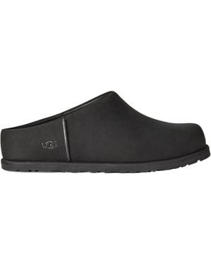 UGG Backless Leather Flat Mules - Black