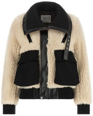 Sacai Shearling Effect Wool Jacket - Black