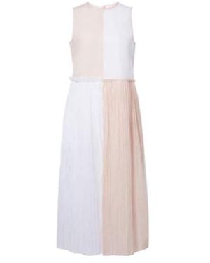 Jil Sander Pleated Cotton Organza Muslin Midi Dress - White