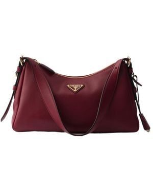 Prada Aimée Medium Leather Shoulder Bag - Red