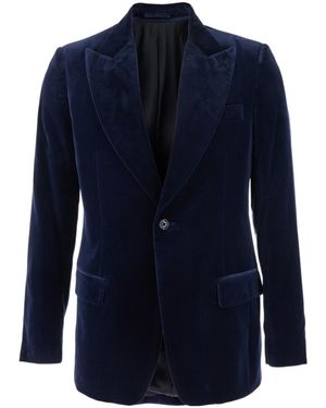 Lardini Single-Breasted Velvet Blazer - Blue