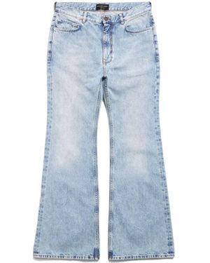 Balenciaga Distressed Low-Waisted Flared Jeans - Blue