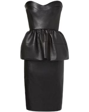 Fendi Strapless Peplum Midi Dress - Black