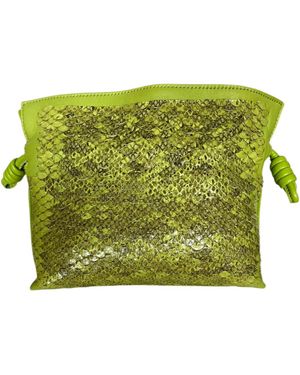 Loewe Stitch Detail Clutch - Green