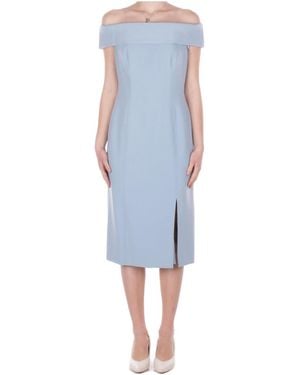 Ralph Lauren Lauren Off-Shoulder Midi Dress - Blue