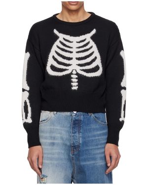 VAQUERA Skeleton-Motif Ribbed-Knit Jumper - Black