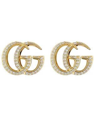 Gucci Gg Marmont Crystal Stud Earrings - Metallic