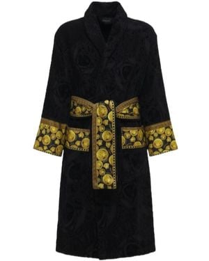 Versace Logo Bathrobe - Black