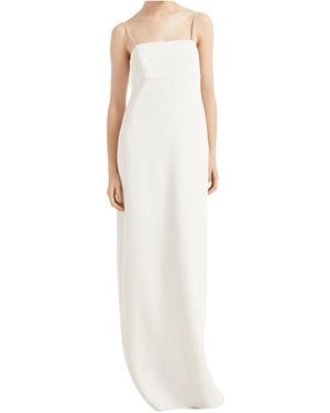 Brunello Cucinelli Shiny Straps Crepe Square-Neck Dress - White