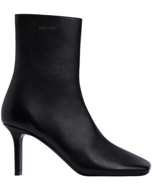 Courreges Courrèges Square Toe Leather Ankle Boots - Black