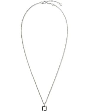 Fendi Ff Pendant Chain-Linked Necklace - White