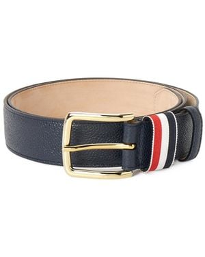 Thom Browne Striped Buckle Belt - White