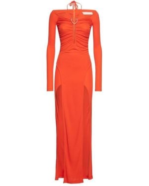 Dion Lee Draped Viscose Jersey Split Long Dress - Red