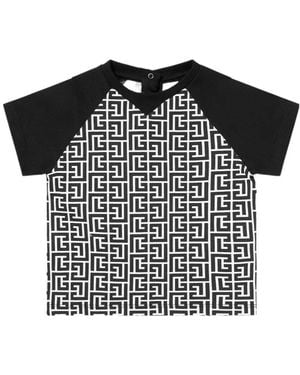 Balmain Monogram-Print T-Shirt - Black