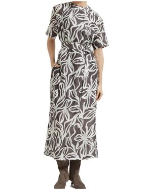 Brunello Cucinelli Floral-Print Monili-Detail Maxi Dress - White