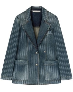 Palm Angels Pinstripe Denim Blazer - Blue