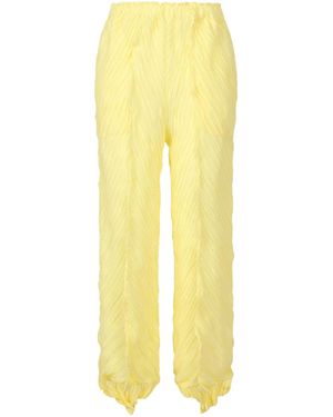 Issey Miyake Crinkled Straight-Leg Trousers - Yellow