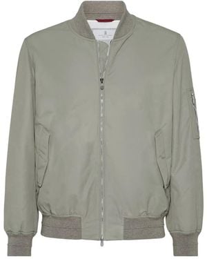 Brunello Cucinelli Zip-Fastening Bomber Jacket - Gray