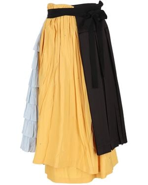 Prada Pleated Midi Skirt - Yellow