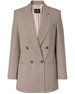 Etro Double-Breasted Wool-Blend Blazer - Brown
