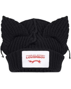 charlesjeffreyloverboy Rabbit-Ear Beanie - Black