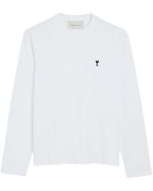 Ami Paris Ami De Coeur Long-Sleeved Crewneck T-Shirt - White