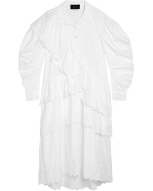 Simone Rocha Ruffled Cotton Midi Shirt Dress - White