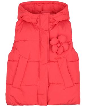 Marc Jacobs Floral-Appliqué Padded Gilet - Red