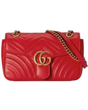 Gucci Gg Marmont Small Shoulder Bag - Red